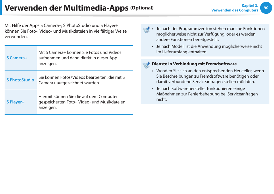 Verwenden der multimedia-apps (optional), Verwenden der multimedia-apps | Samsung DP505A2GI User Manual | Page 91 / 147