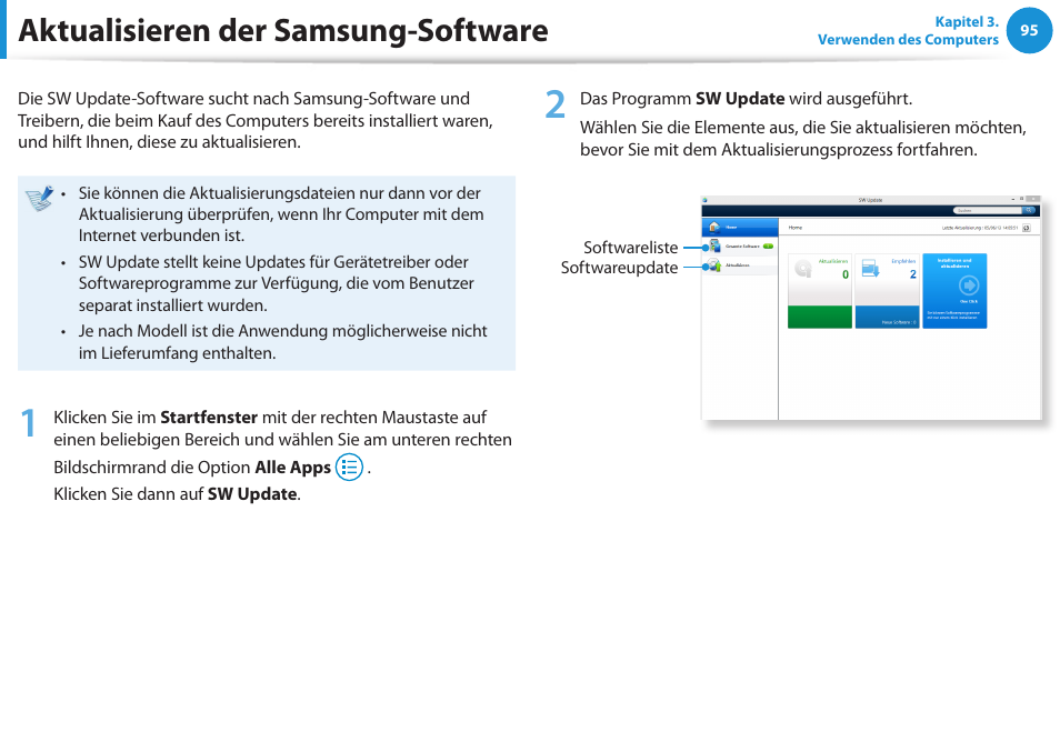 Aktualisieren der samsung-software | Samsung DP505A2GI User Manual | Page 96 / 147