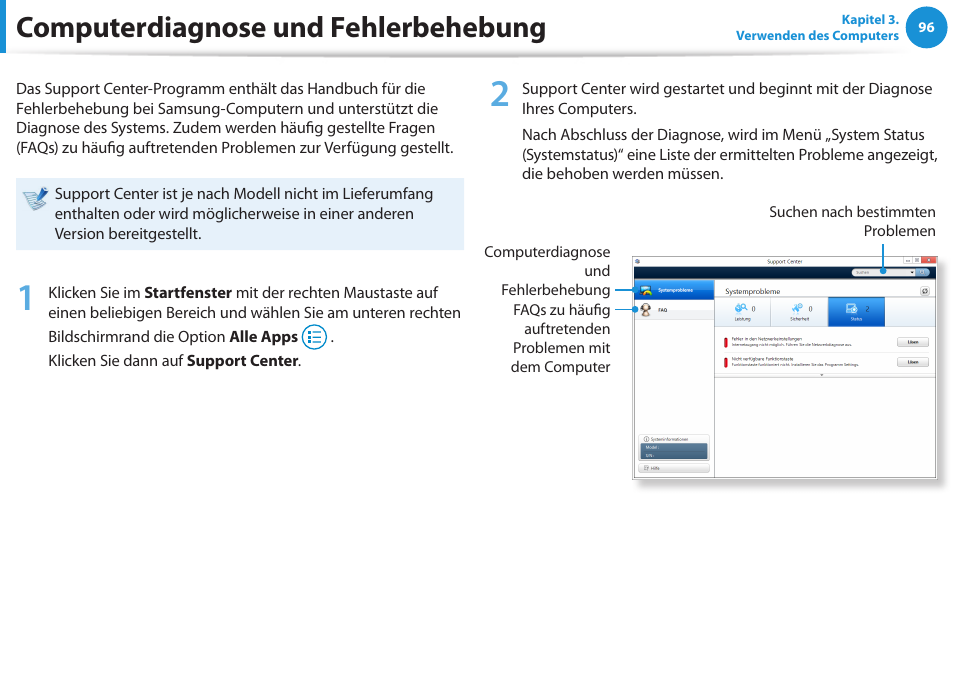 Computerdiagnose und fehlerbehebung | Samsung DP505A2GI User Manual | Page 97 / 147