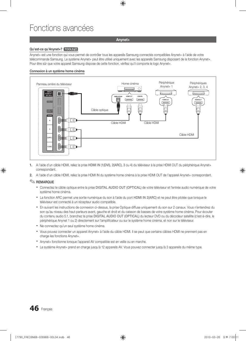 Fonctions avancées | Samsung PS63C7700YS User Manual | Page 110 / 258