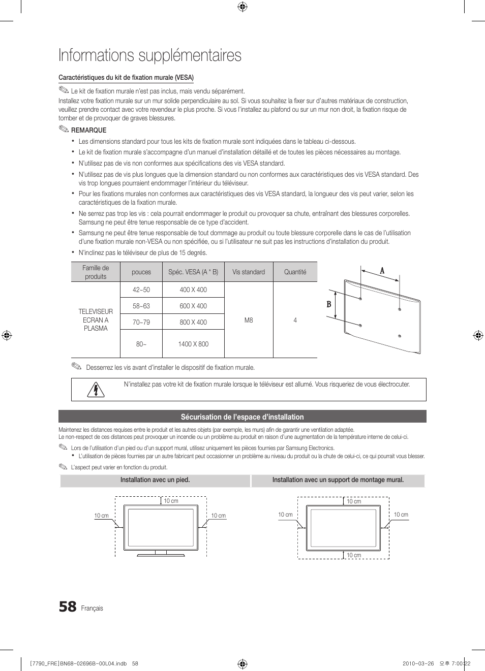 Informations supplémentaires | Samsung PS63C7700YS User Manual | Page 122 / 258