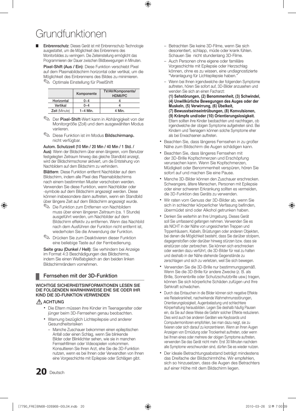 Grundfunktionen | Samsung PS63C7700YS User Manual | Page 148 / 258