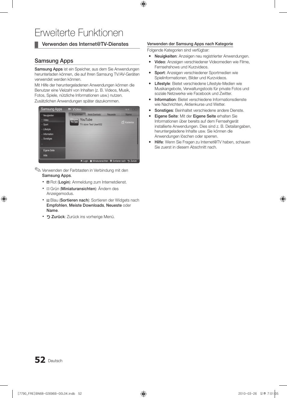 Erweiterte funktionen, Samsung apps | Samsung PS63C7700YS User Manual | Page 180 / 258