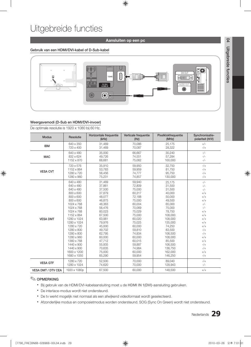 Uitgebreide functies | Samsung PS63C7700YS User Manual | Page 221 / 258