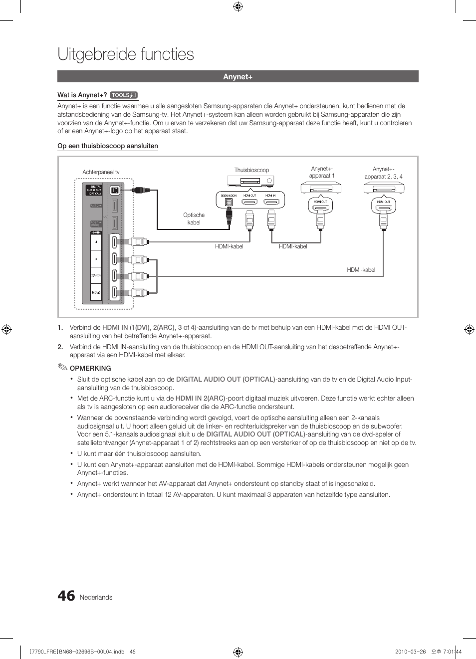 Uitgebreide functies | Samsung PS63C7700YS User Manual | Page 238 / 258