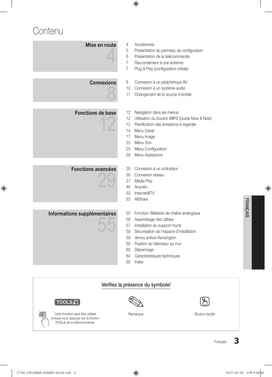 Contenu | Samsung PS63C7700YS User Manual | Page 67 / 258