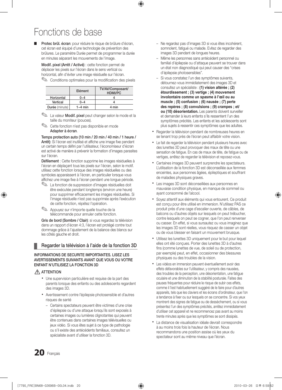 Fonctions de base | Samsung PS63C7700YS User Manual | Page 84 / 258