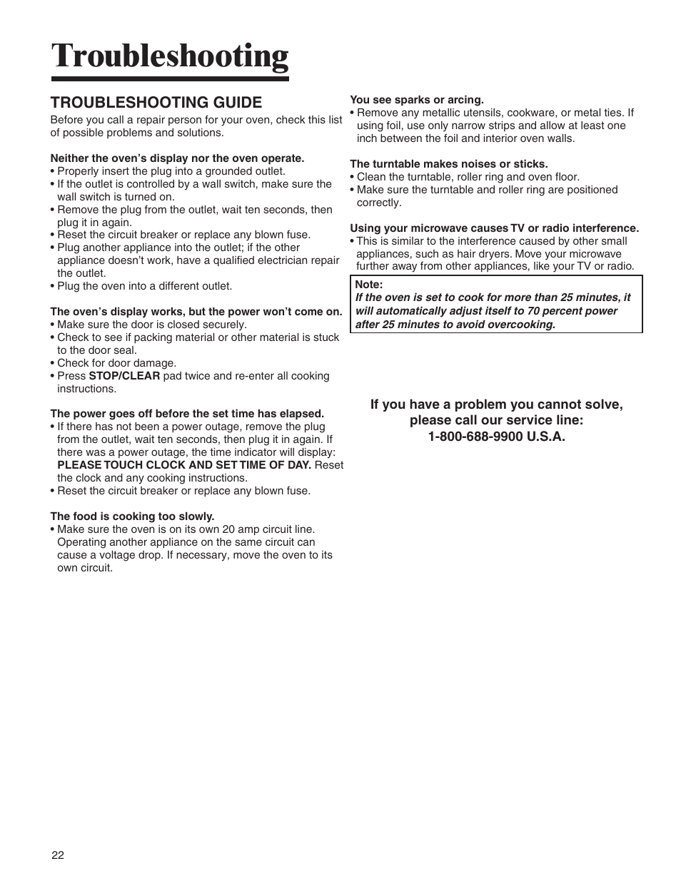 Troubleshooting, Troubleshooting guide | Amana AMV5164BA/BC User Manual | Page 22 / 72