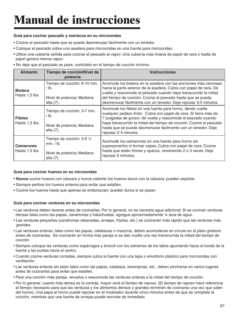 Manual de instrucciones | Amana AMV5164BA/BC User Manual | Page 67 / 72