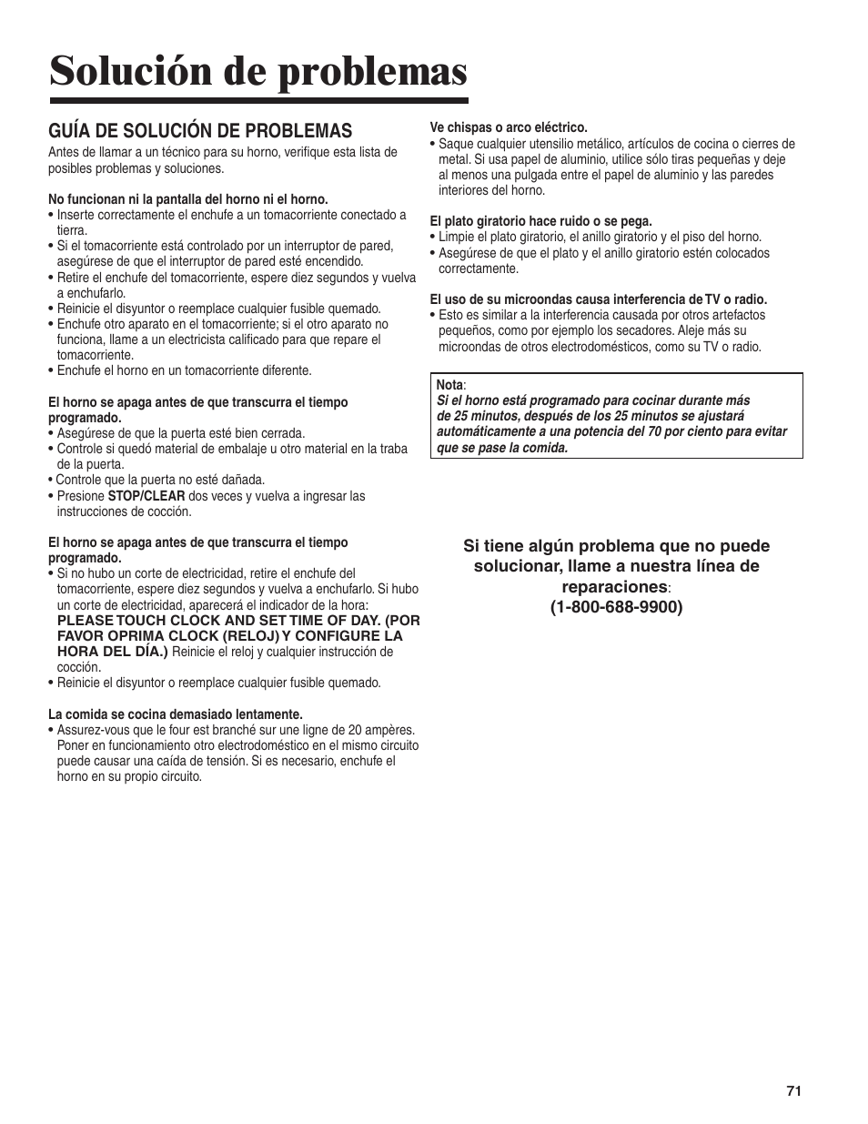 Solución de problemas, Guía de solución de problemas | Amana AMV5164BA/BC User Manual | Page 71 / 72