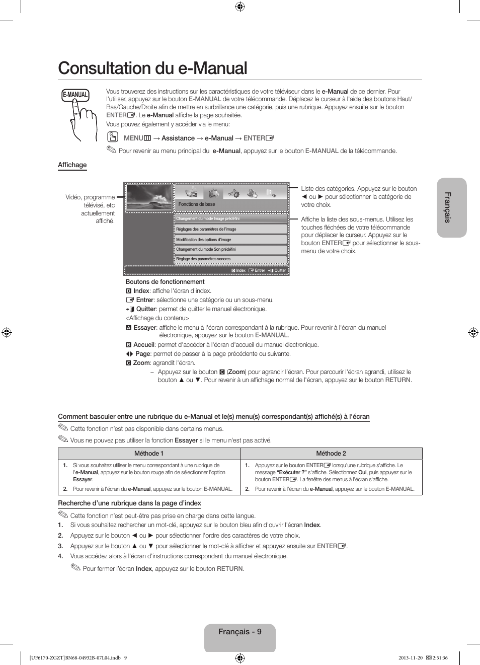 Consultation du e-manual | Samsung UE60F6170SS User Manual | Page 49 / 83