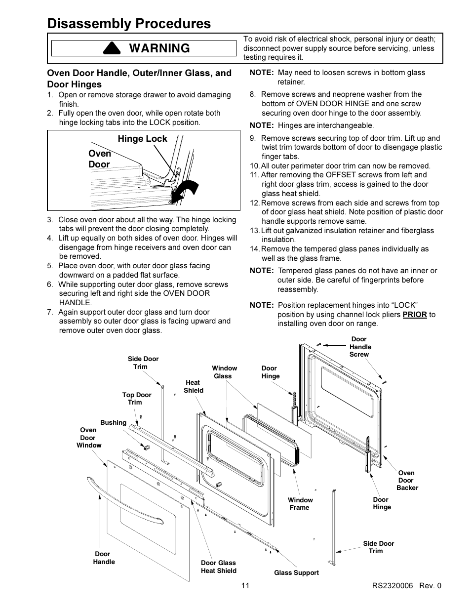 Disassembly procedures, Warning | Amana RS2320006 User Manual | Page 11 / 39