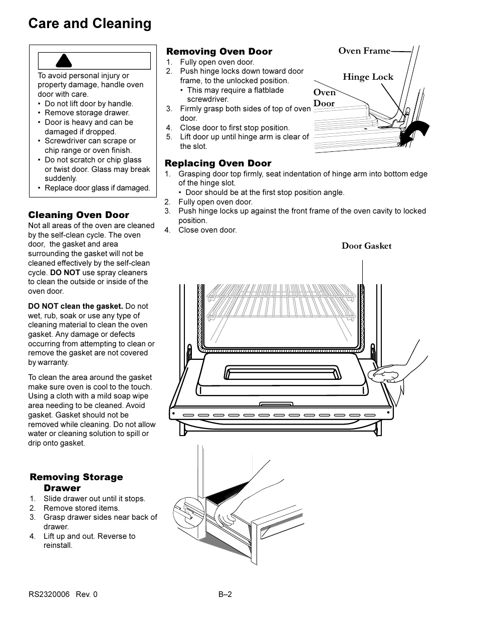 Care and cleaning, Caution | Amana RS2320006 User Manual | Page 26 / 39