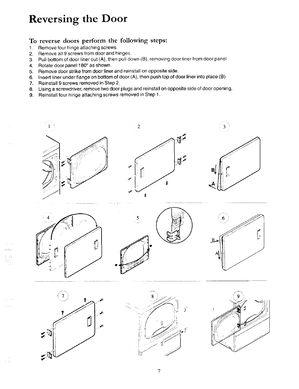 Reversing the door | Amana 40086001 User Manual | Page 7 / 12