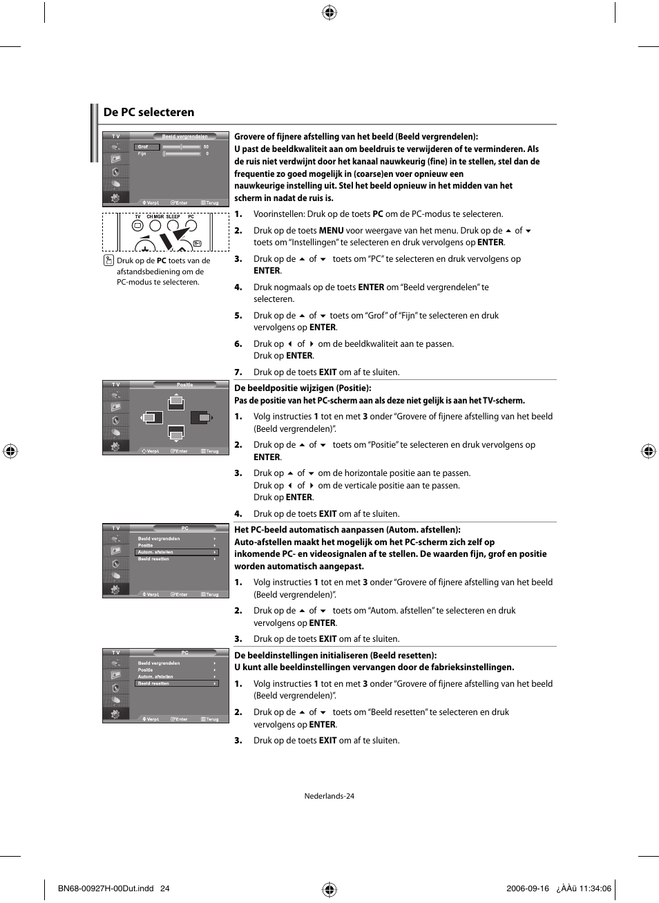 De pc selecteren | Samsung LE32R32B User Manual | Page 104 / 187