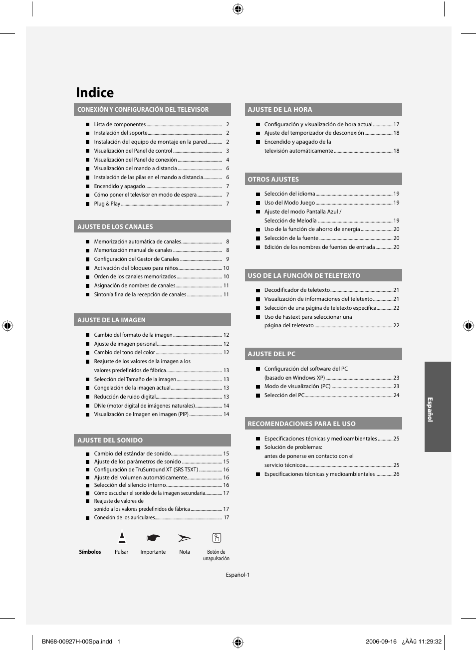 Indice | Samsung LE32R32B User Manual | Page 107 / 187