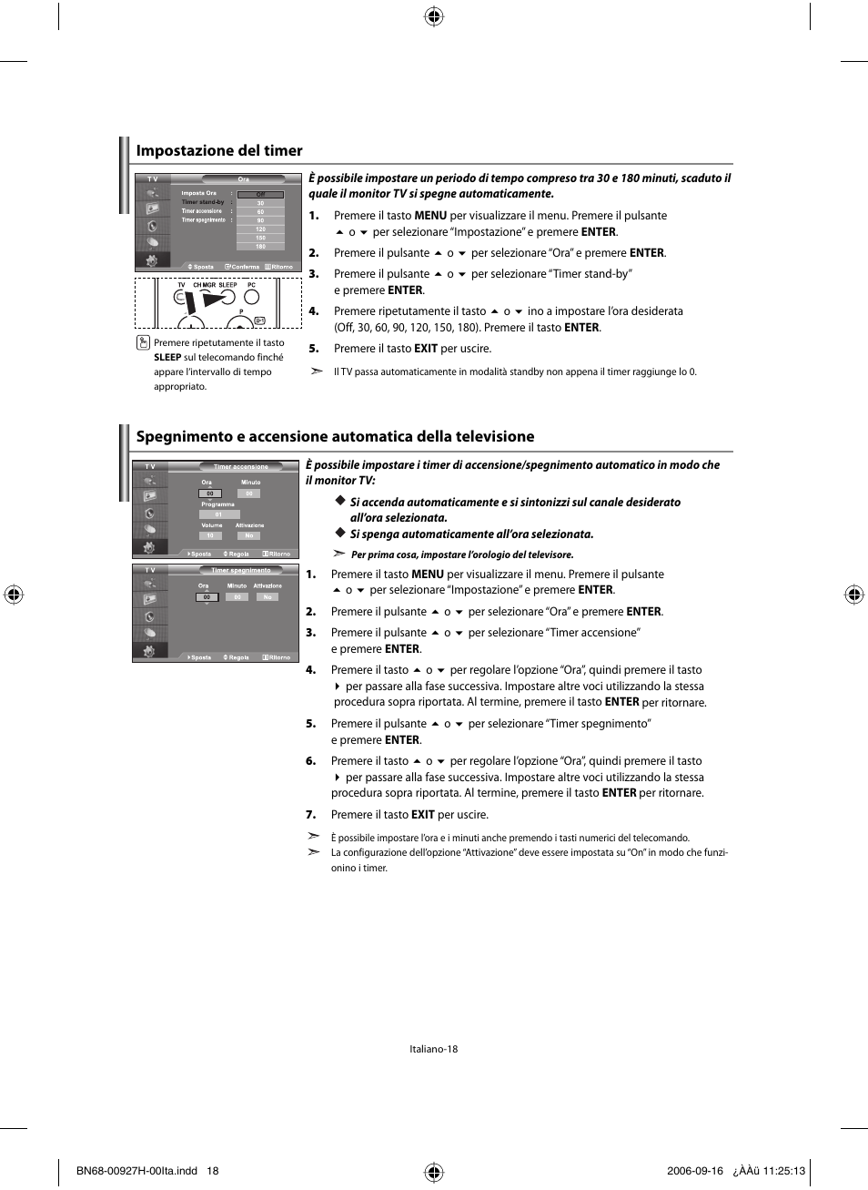 Impostazione del timer | Samsung LE32R32B User Manual | Page 176 / 187