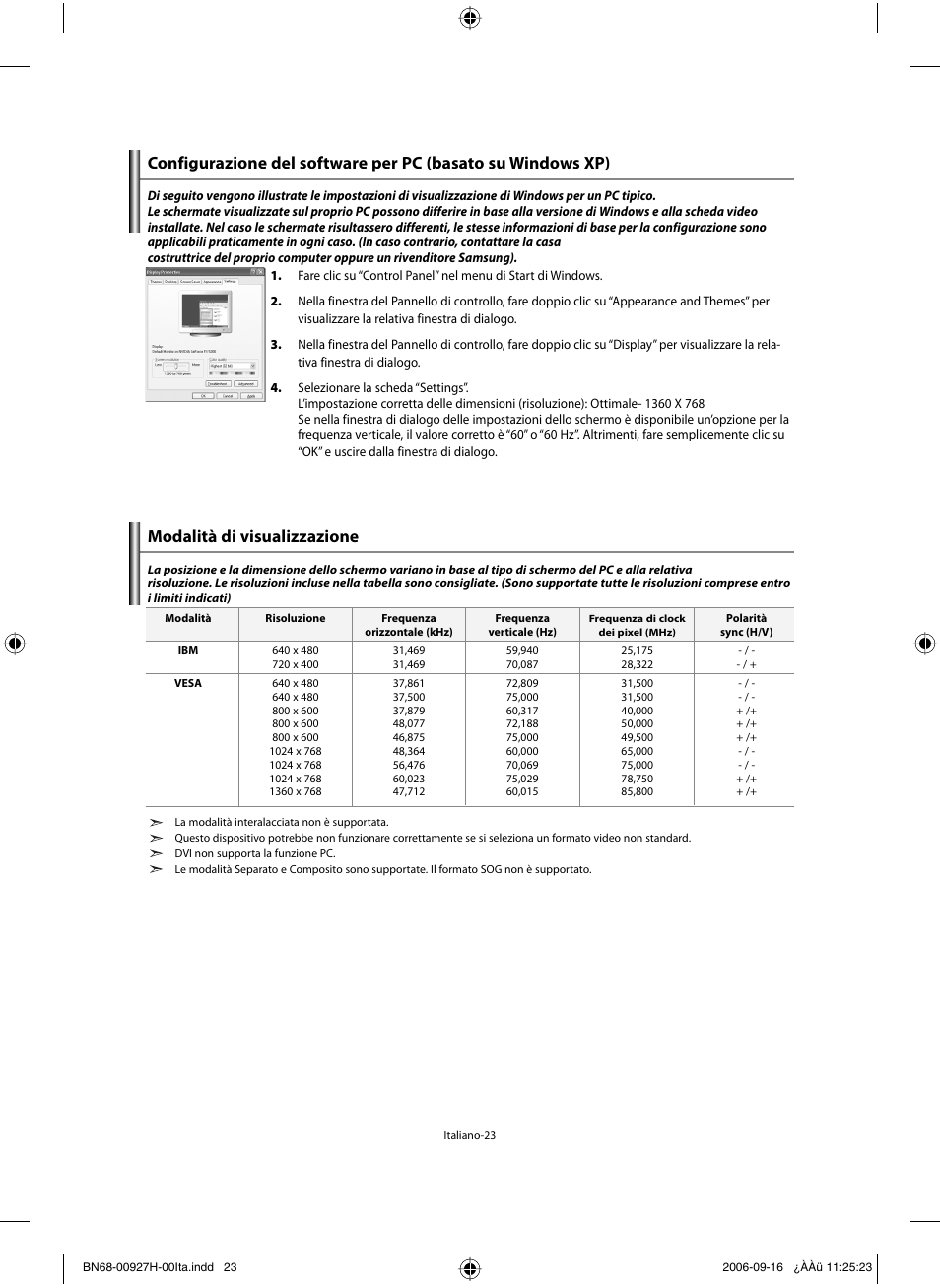 Modalità di visualizzazione | Samsung LE32R32B User Manual | Page 181 / 187