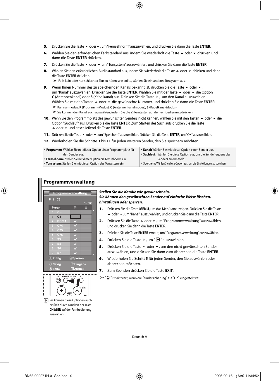 Programmverwaltung | Samsung LE32R32B User Manual | Page 63 / 187