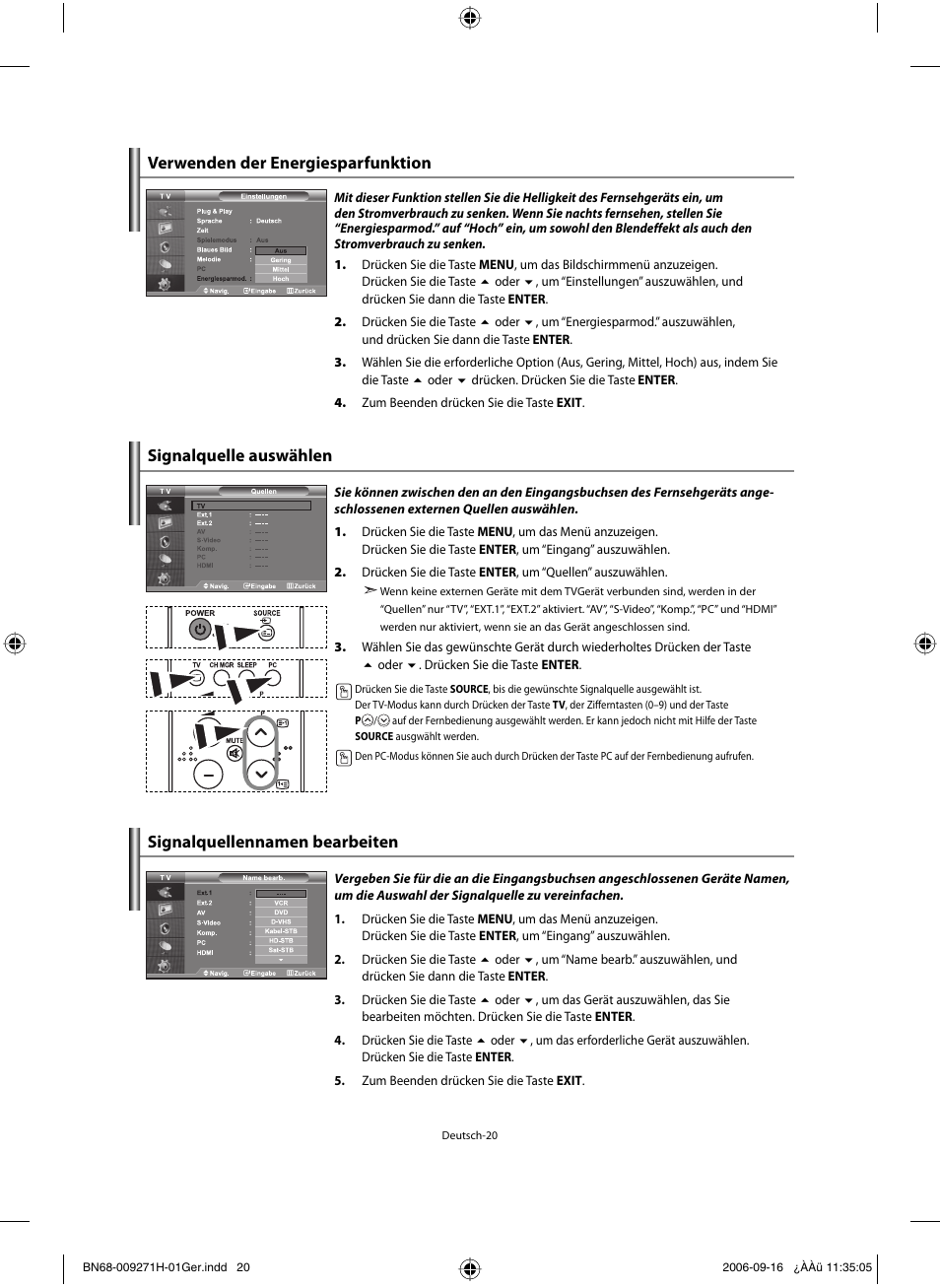 Signalquellennamen bearbeiten | Samsung LE32R32B User Manual | Page 74 / 187