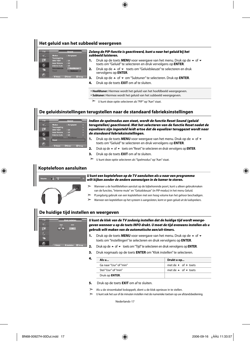 Koptelefoon aansluiten | Samsung LE32R32B User Manual | Page 97 / 187