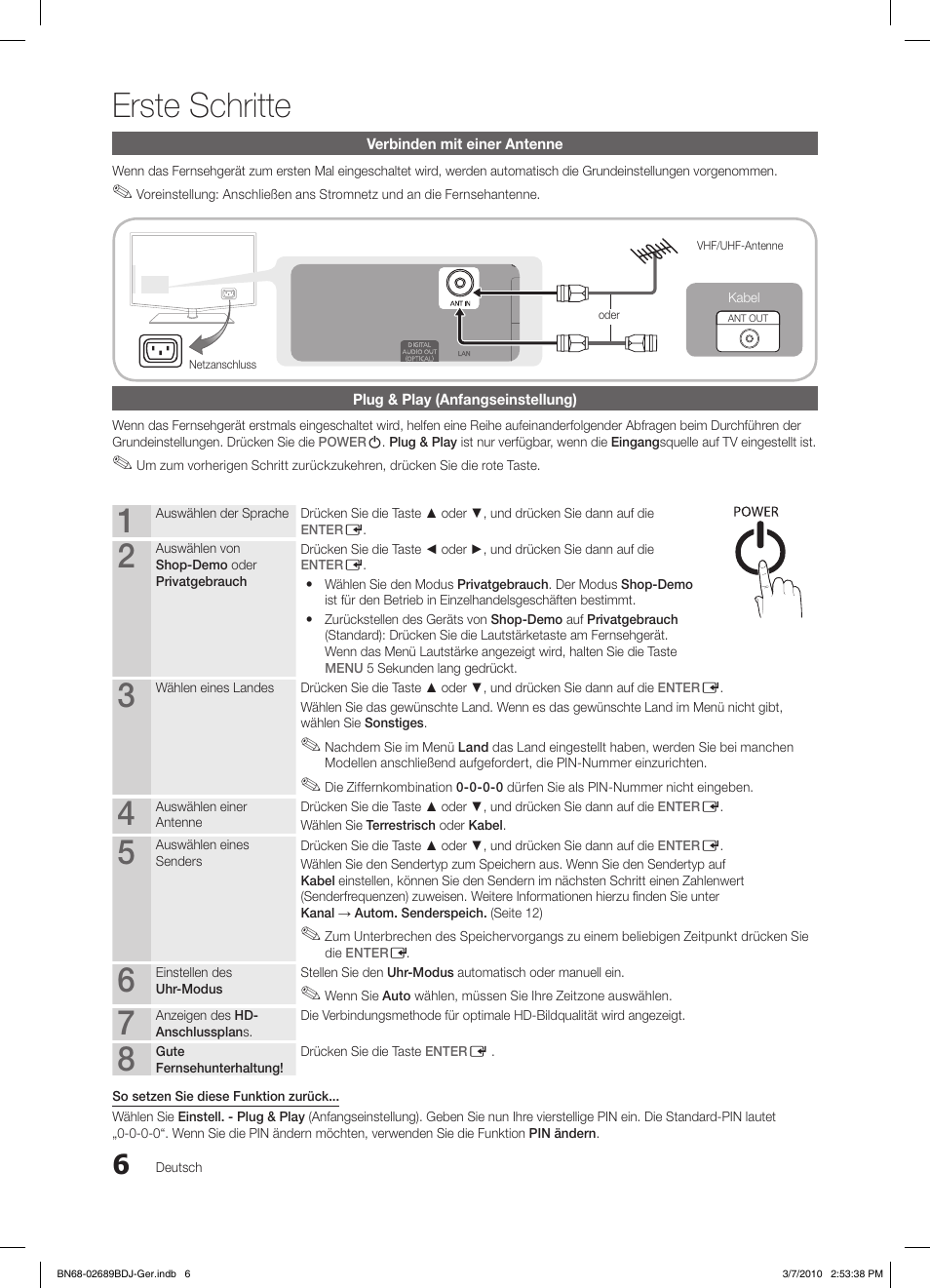 Erste schritte | Samsung LE37C630K1W User Manual | Page 55 / 197