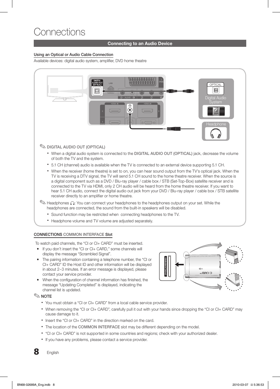 Connections | Samsung LE37C630K1W User Manual | Page 8 / 197