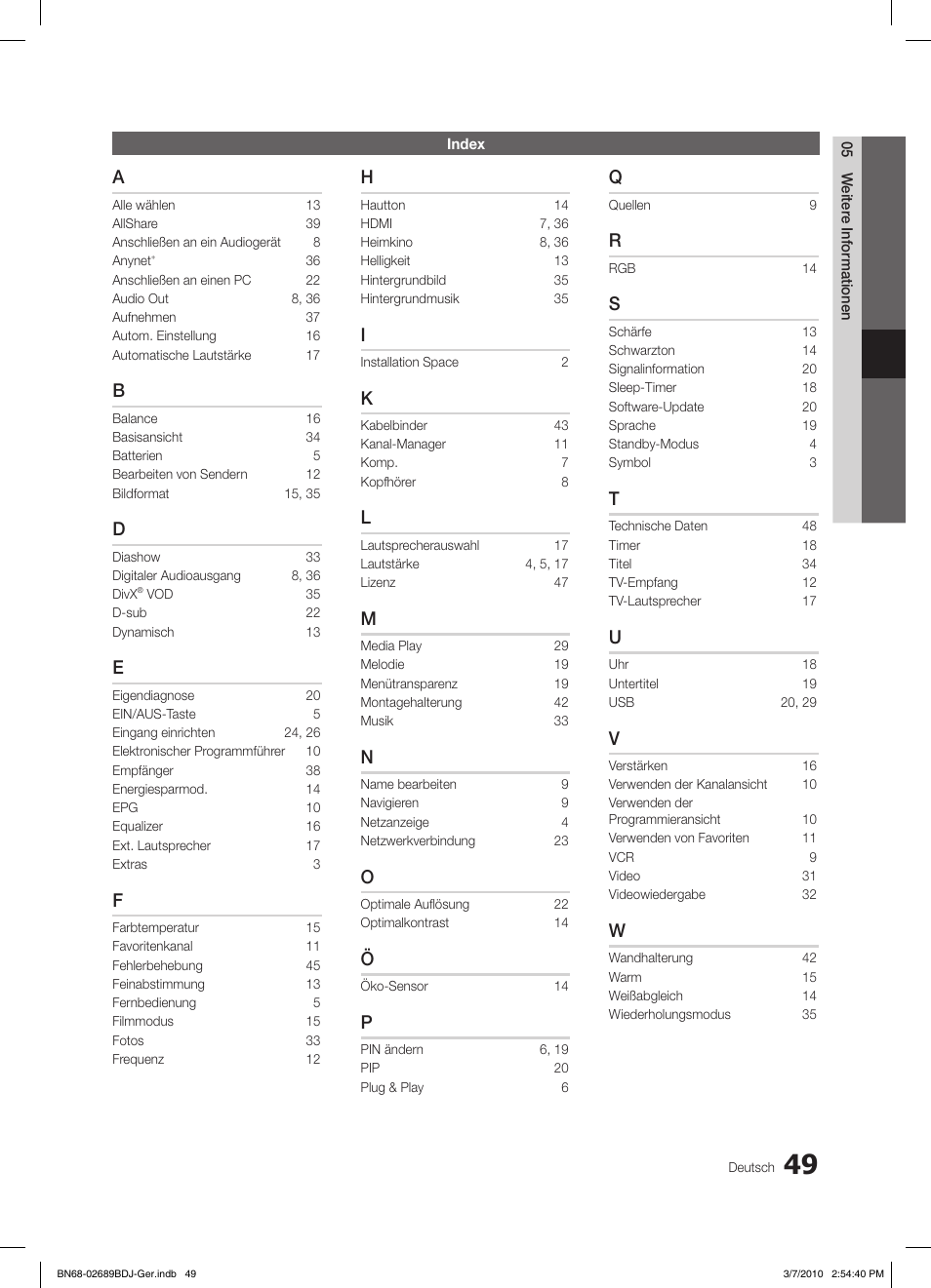 Samsung LE37C630K1W User Manual | Page 98 / 197