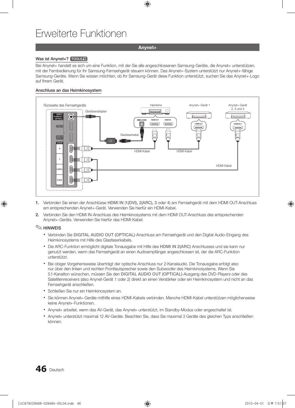 Erweiterte funktionen | Samsung UE46C8700XS User Manual | Page 110 / 258