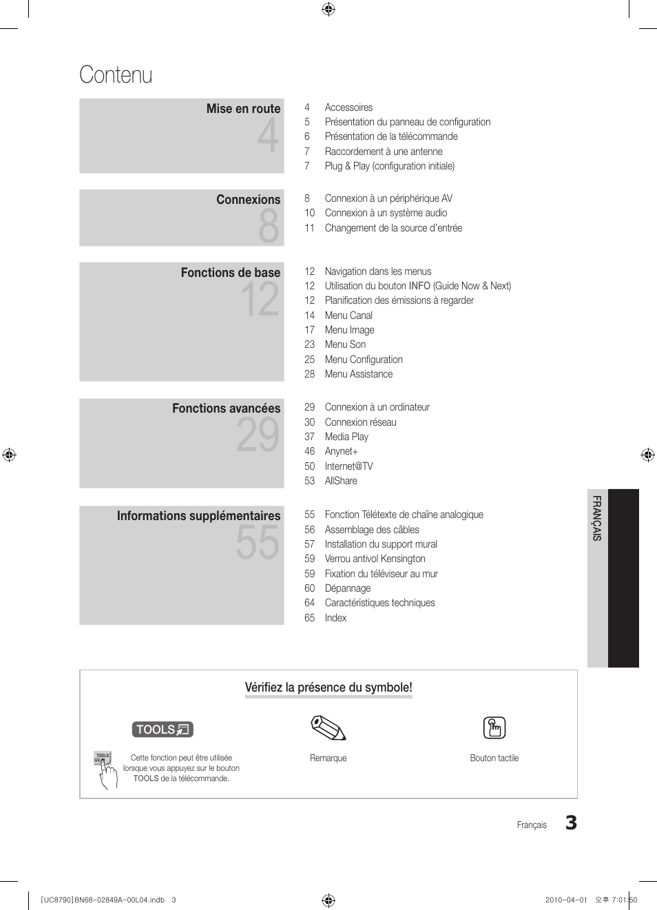 Contenu | Samsung UE46C8700XS User Manual | Page 131 / 258