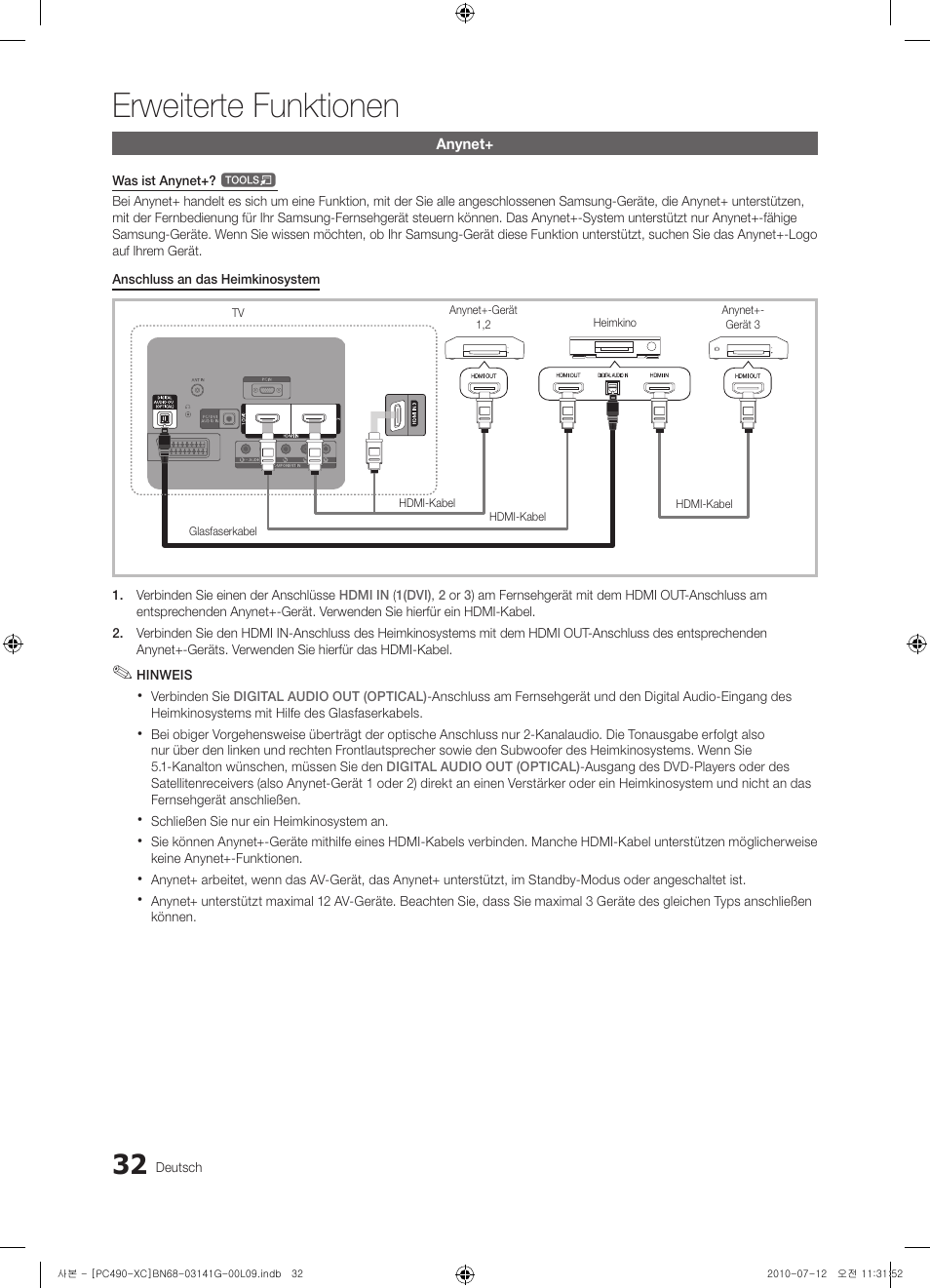 Erweiterte funktionen | Samsung PS50C490B3W User Manual | Page 116 / 382