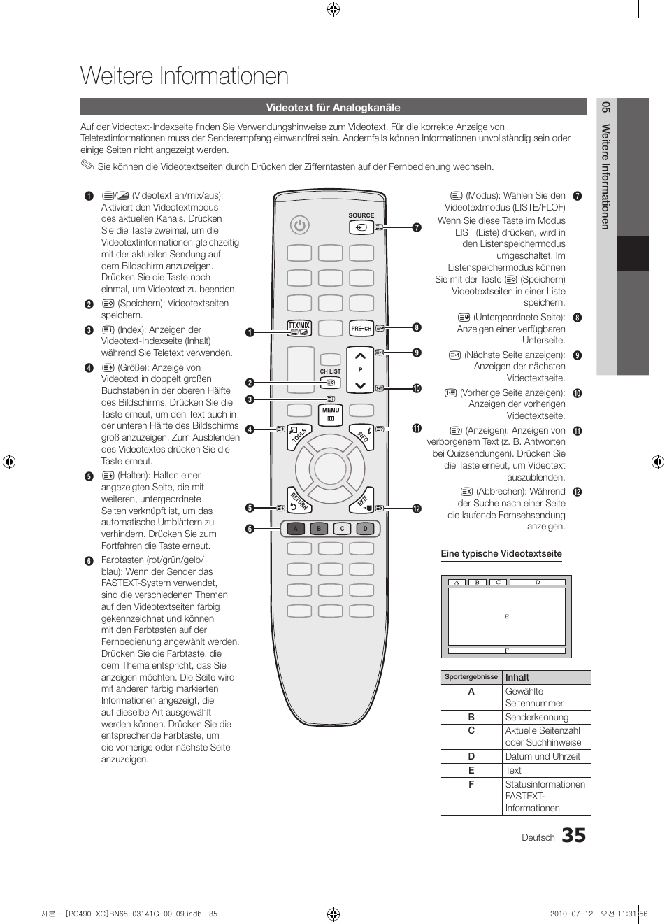 Weitere informationen | Samsung PS50C490B3W User Manual | Page 119 / 382