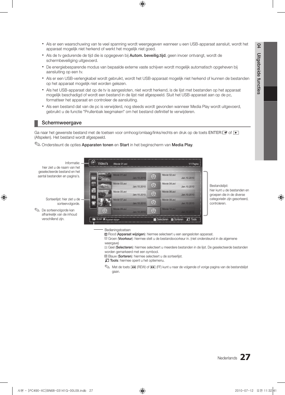 Schermweergave | Samsung PS50C490B3W User Manual | Page 153 / 382