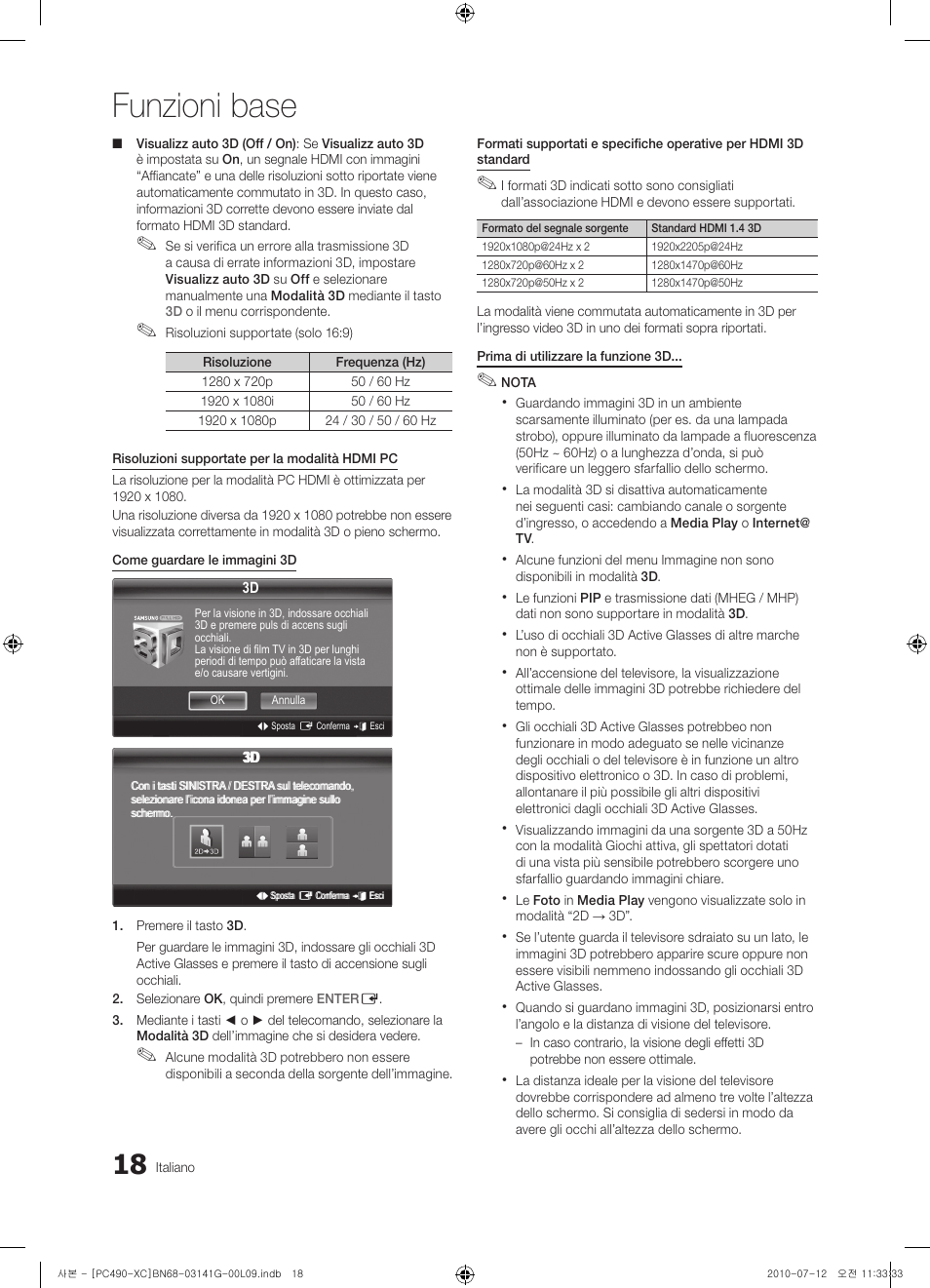 Funzioni base | Samsung PS50C490B3W User Manual | Page 186 / 382