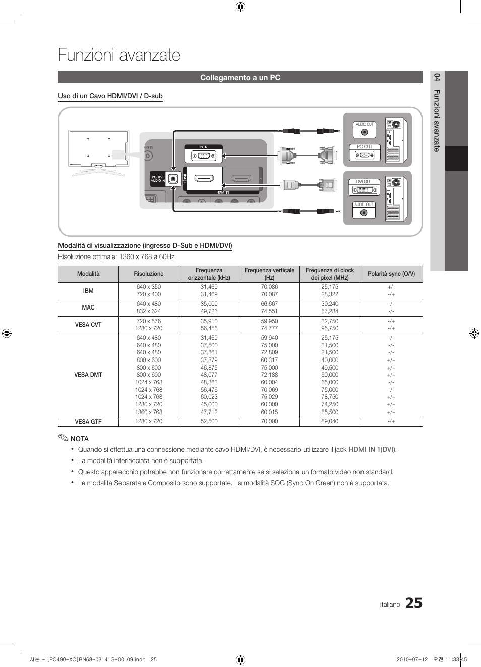 Funzioni avanzate | Samsung PS50C490B3W User Manual | Page 193 / 382