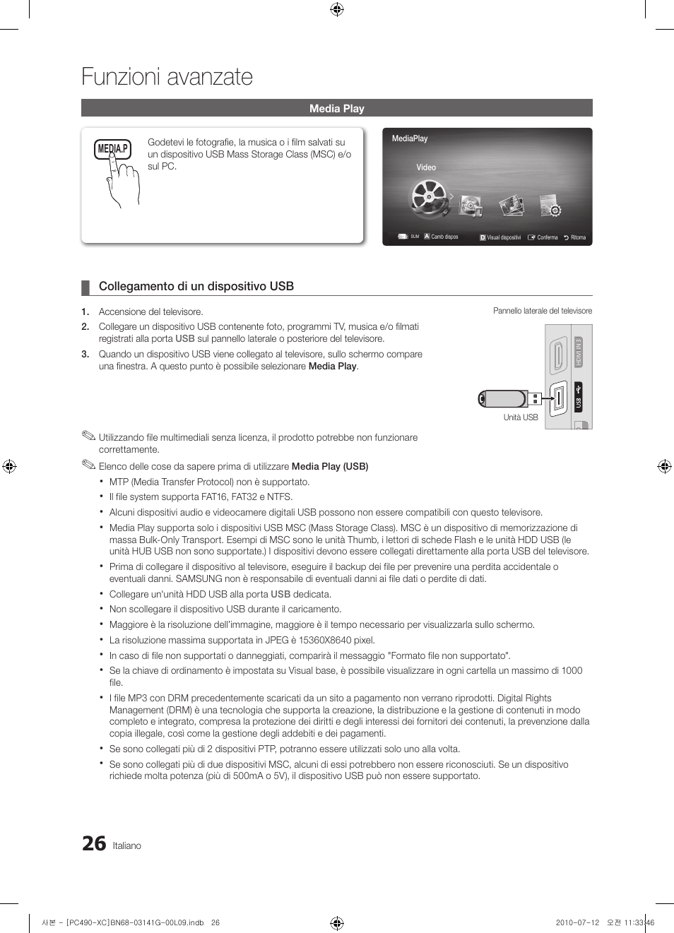 Funzioni avanzate | Samsung PS50C490B3W User Manual | Page 194 / 382