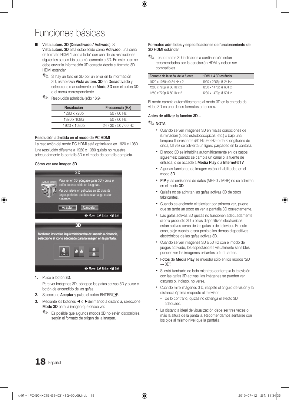 Funciones básicas | Samsung PS50C490B3W User Manual | Page 230 / 382