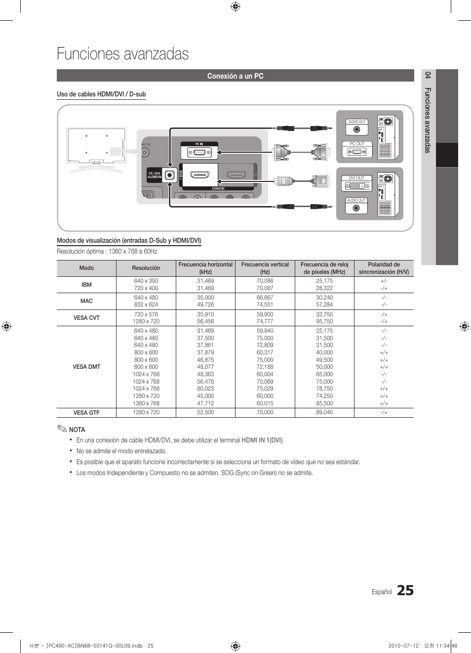 Funciones avanzadas | Samsung PS50C490B3W User Manual | Page 237 / 382