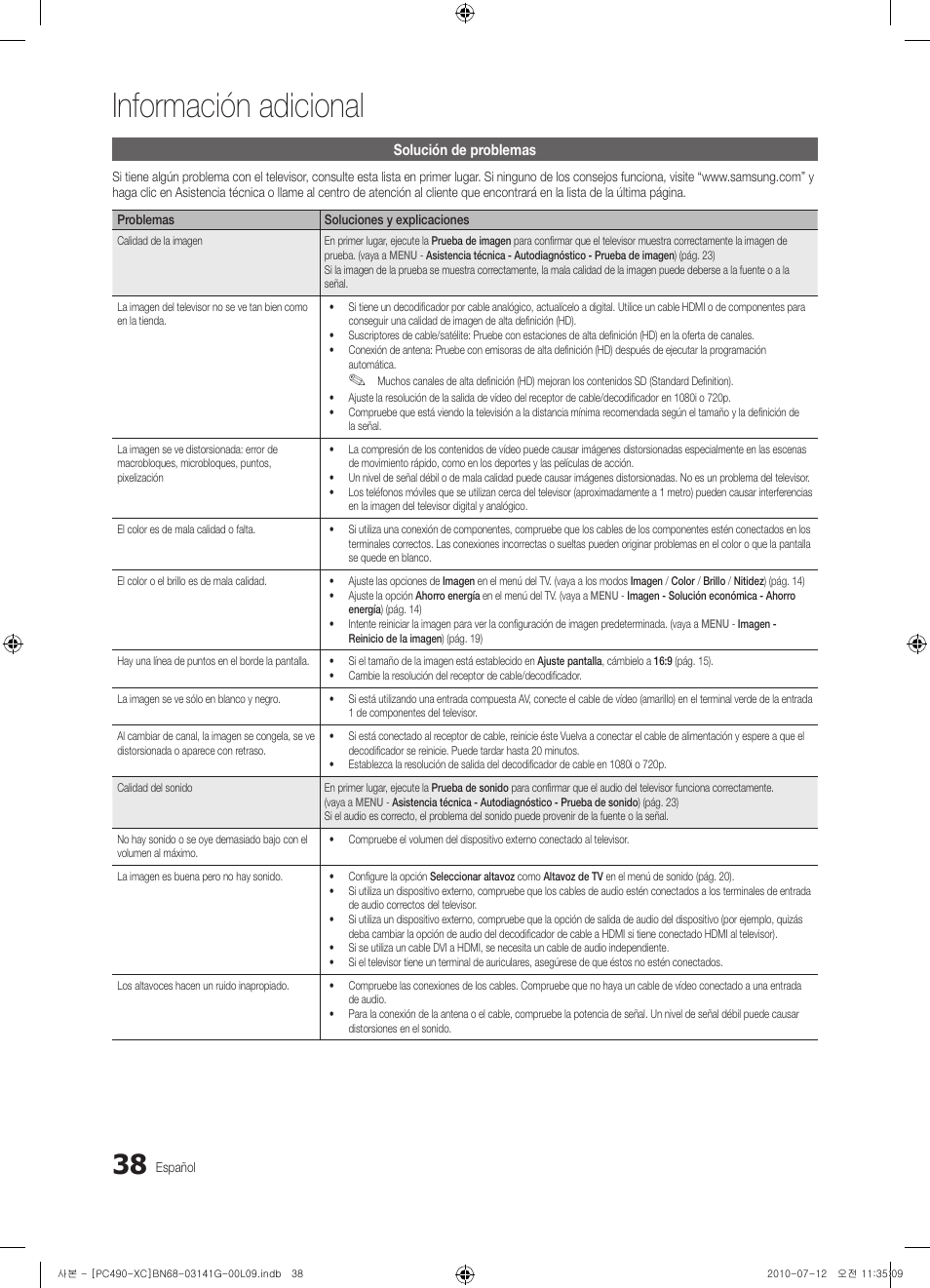 Información adicional | Samsung PS50C490B3W User Manual | Page 250 / 382