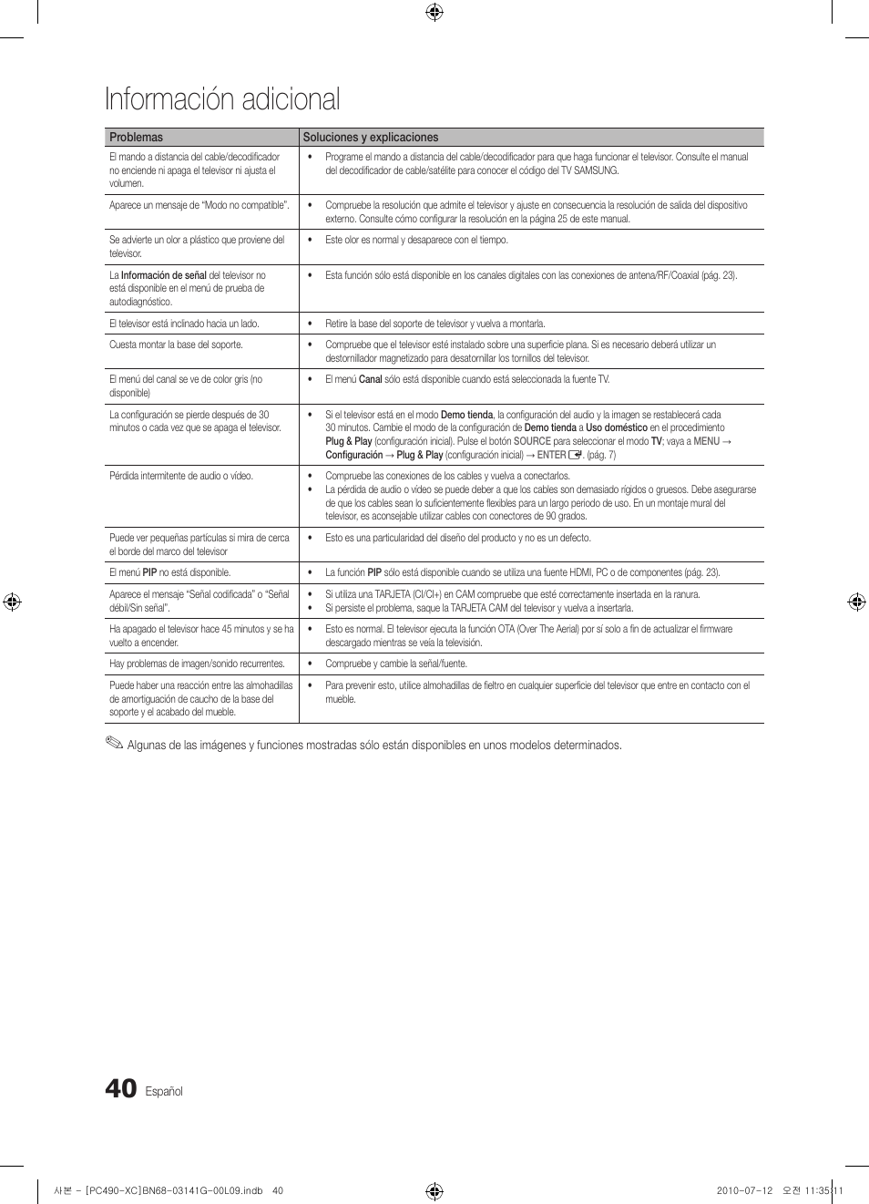 Información adicional | Samsung PS50C490B3W User Manual | Page 252 / 382