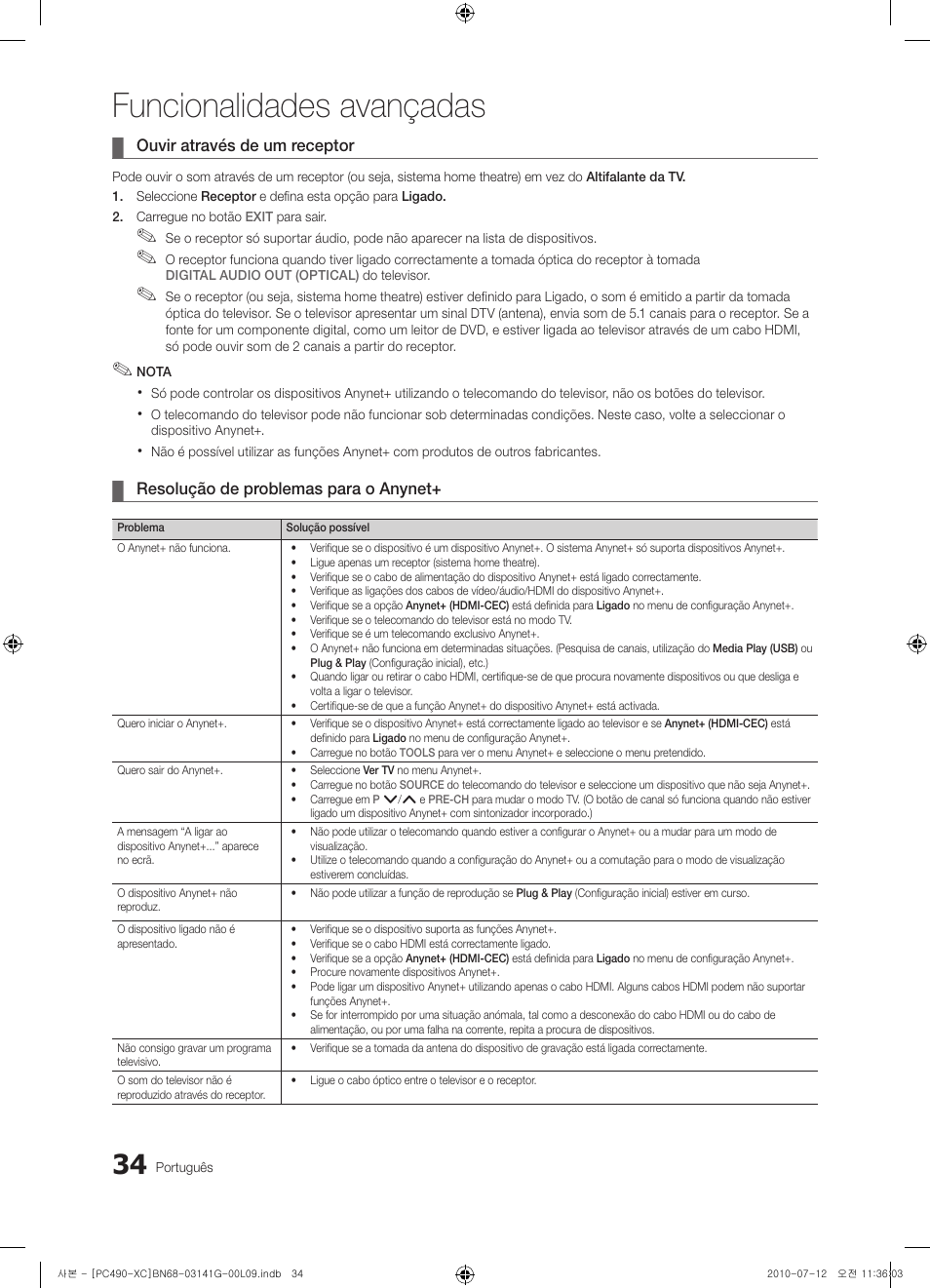 Funcionalidades avançadas | Samsung PS50C490B3W User Manual | Page 288 / 382