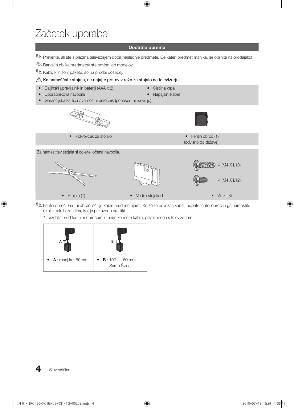 Začetek uporabe | Samsung PS50C490B3W User Manual | Page 300 / 382