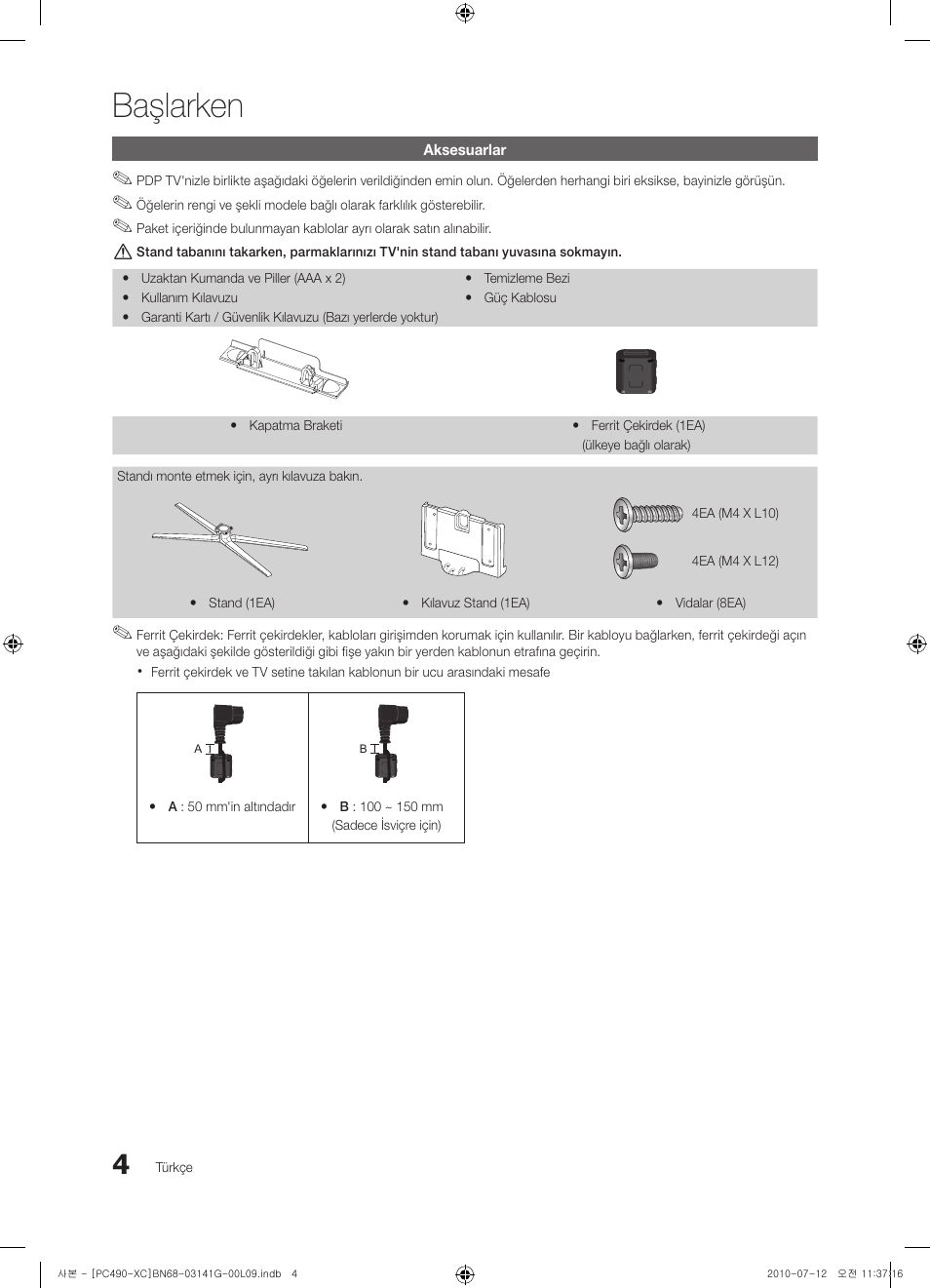 Başlarken | Samsung PS50C490B3W User Manual | Page 342 / 382