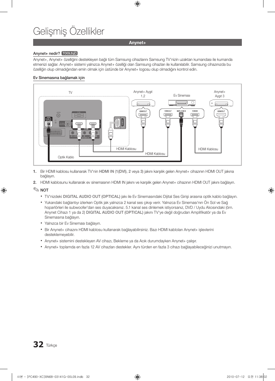 Gelişmiş özellikler | Samsung PS50C490B3W User Manual | Page 370 / 382