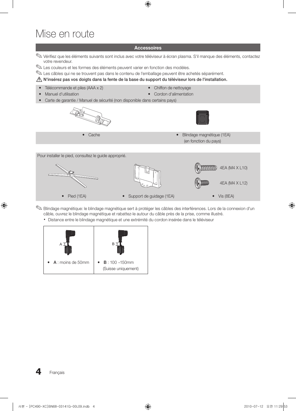 Mise en route | Samsung PS50C490B3W User Manual | Page 46 / 382