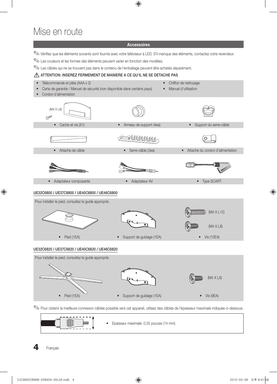 Mise en route | Samsung UE37C6820US User Manual | Page 128 / 249