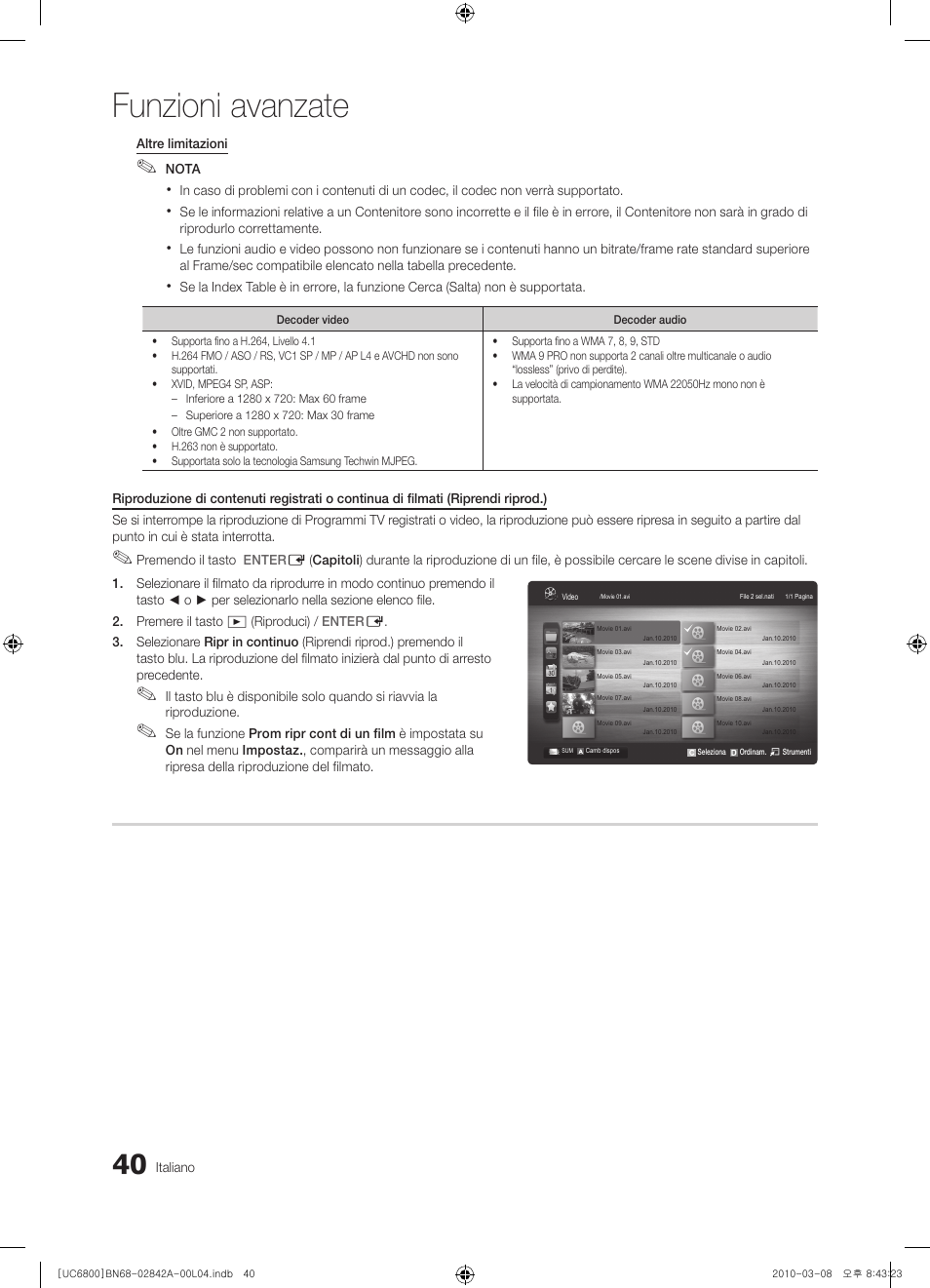 Funzioni avanzate | Samsung UE37C6820US User Manual | Page 226 / 249