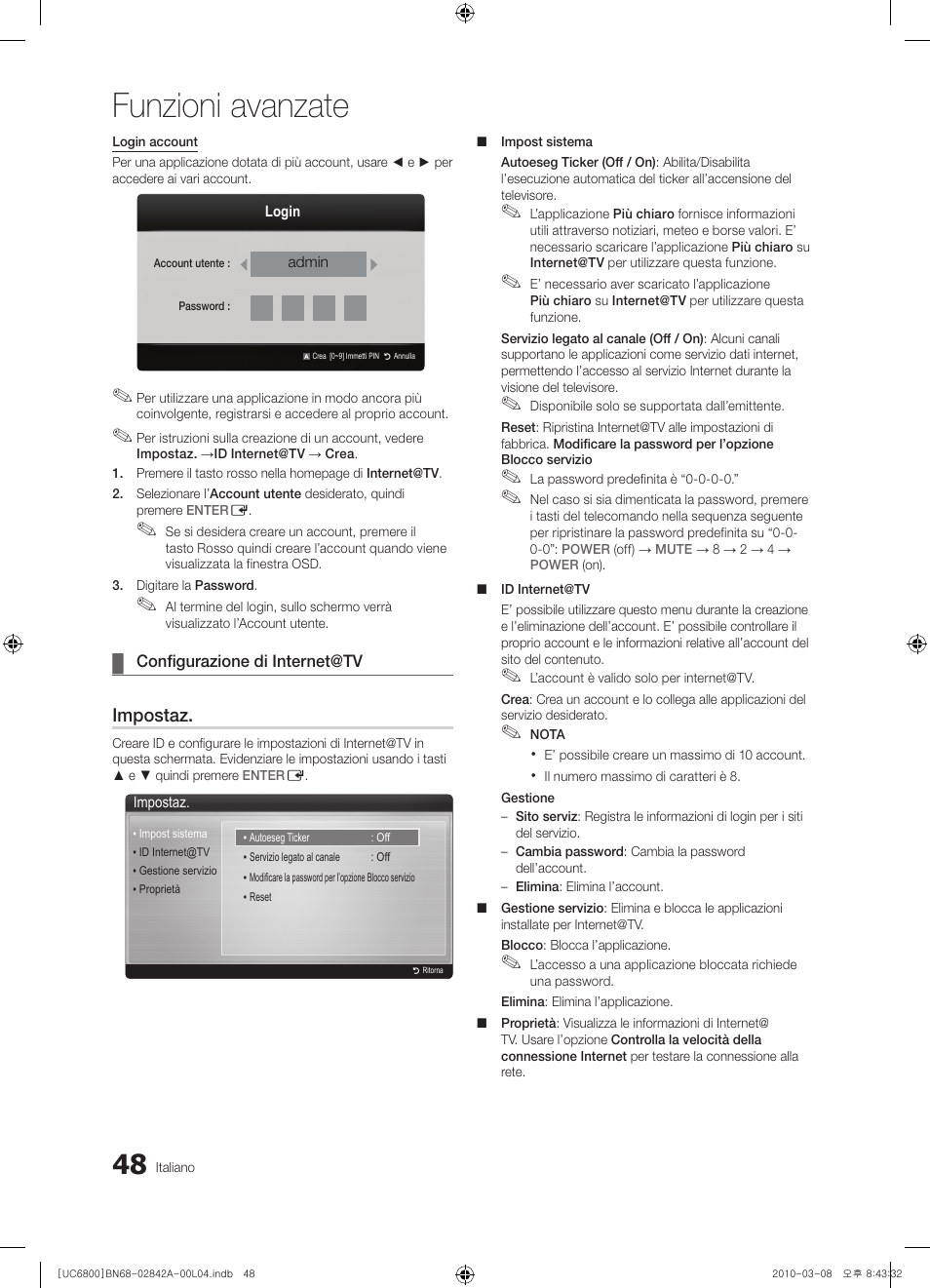 Funzioni avanzate, Impostaz | Samsung UE37C6820US User Manual | Page 234 / 249