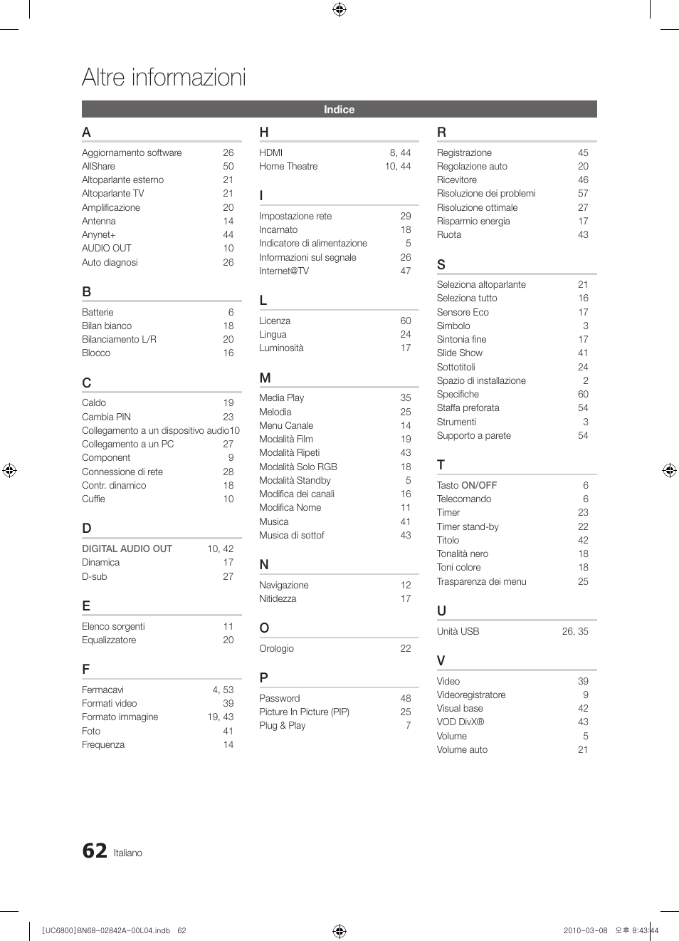 Altre informazioni | Samsung UE37C6820US User Manual | Page 248 / 249