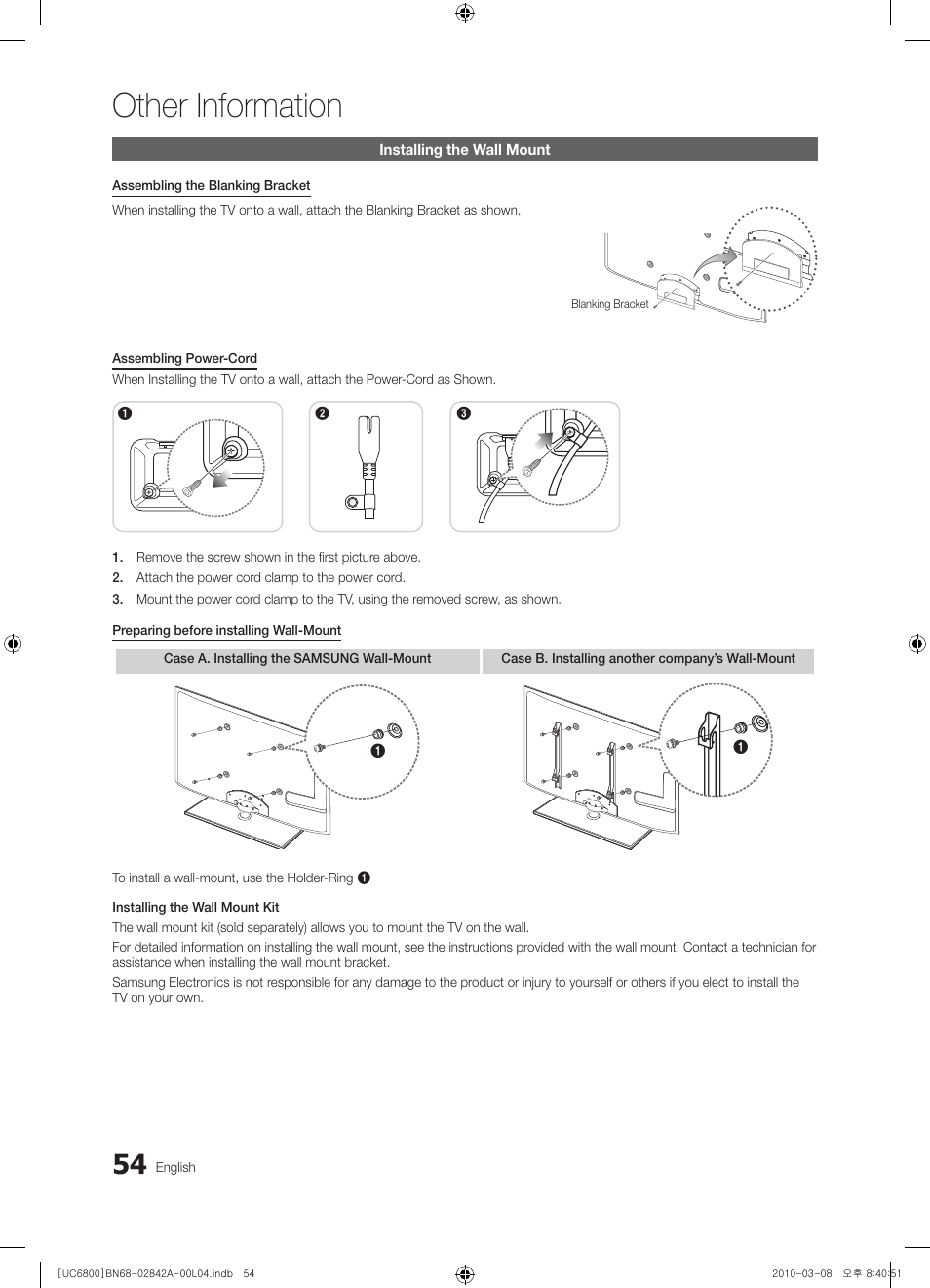 Other information | Samsung UE37C6820US User Manual | Page 54 / 249